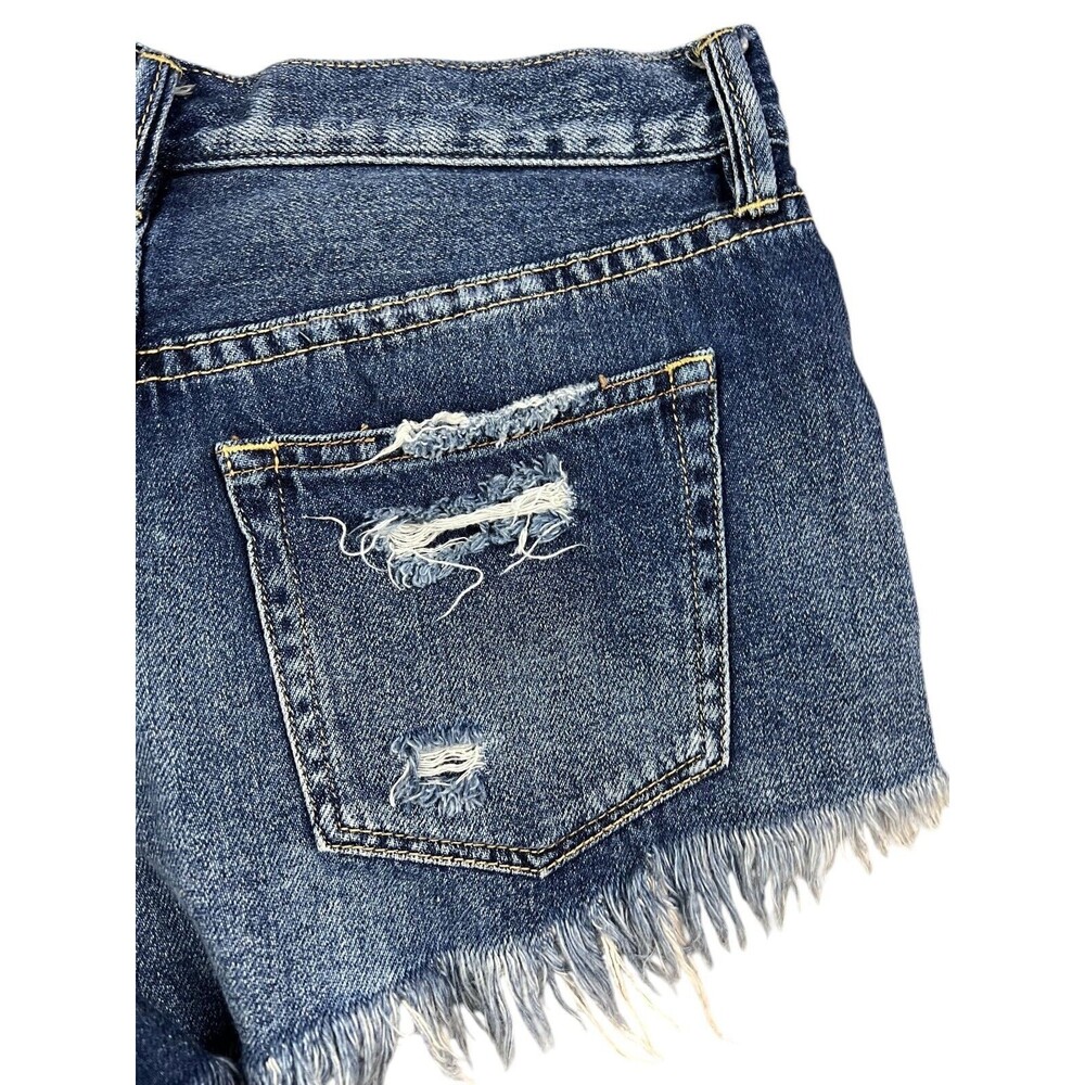 We the Free Mid-Rise Button-Fly Cutoff Distressed Denim Jean Shorts Size 25 - Picture 5 of 12